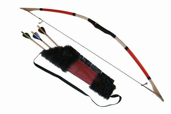 Łuk drewniany (różne kolory) 115cm + kołczan + 3 strzały