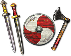 Zestaw wikinga miecz x 2 tarcza topór Liontouch