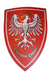 Rycerz polski orzeł piastowski szary (duży): hełm garnczkowy, miecz 57 z pochwą, tarcza
