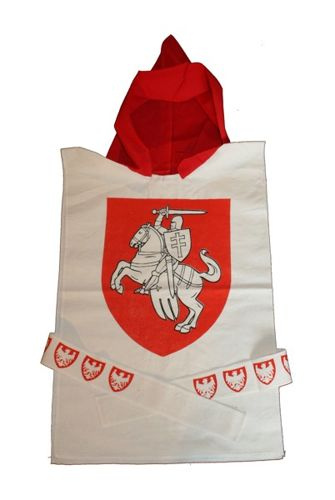 Rycerz pogoń duży - tunika biała z kapturem, tarcza i miecz 57cm