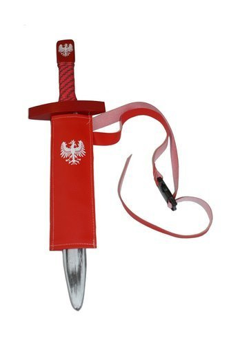 Strój rycerz orzeł tunika, tarcza, hełm nosal i miecz 50 z pochwą