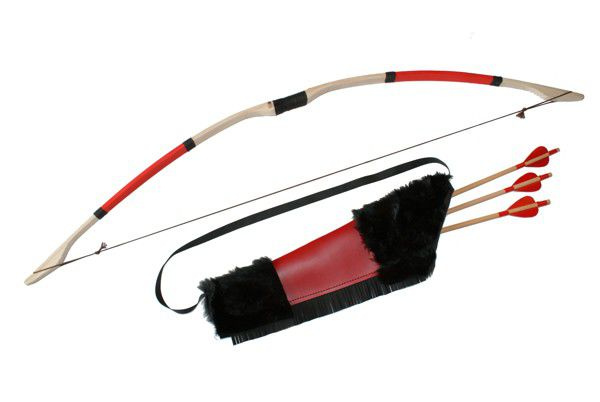 Zestaw łuczniczy extra (różne kolory): łuk ok 115cm + kołczan + 3 strzały