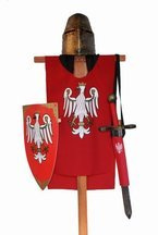 Rycerz orzeł duży tunika z kapturem, hełm garnczkowy, tarcza i miecz 71 z pochwą