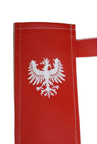 Rycerz giermek czerwony - tunika z kapturem, tarcza, miecz 54 z pochwą