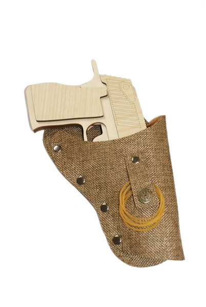 Pistolet na gumki z kaburą (6 strzałowy ze sklejki)