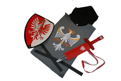 Strój rycerz orzeł tunika, tarcza i miecz 50 z pochwą