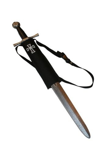 Rycerz krzyżak duży - tunika z kapturem, hełm, tarcza i miecz 71 z pochwą