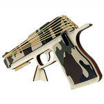 Pistolet na gumki 6 strzałowy ze sklejki - moro