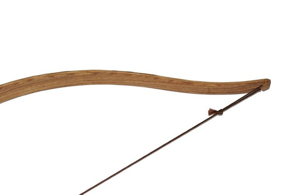 Łuk drewniany gięty 120 cm + kołczan skórzany + 3 strzały