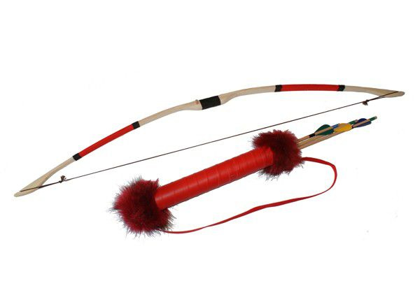Łuk drewniany (różne kolory) 115cm + kołczan okrągły + 3 strzały
