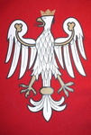Rycerz polski orzeł tunika, hełm, tarcza i miecz 49 z pochwą czerwoną