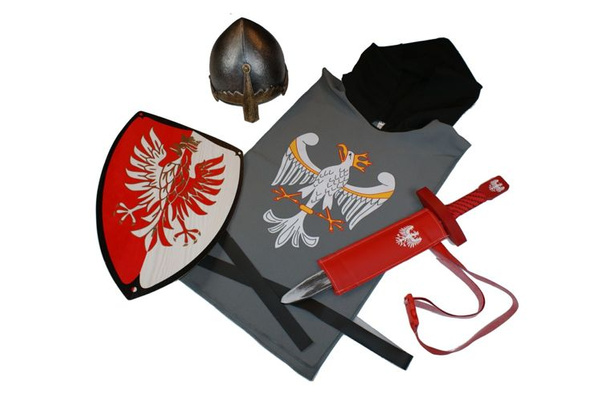 Rycerz polski orzeł piastowski szary mały - nosal, miecz 50 cm