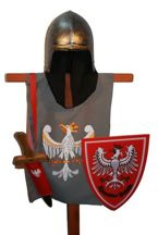 Rycerz polski orzeł piastowski szary (mały k) - łebka, miecz 49cm