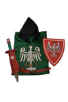 Rycerz orzeł zielony - tunika z kapturem, tarcza i miecz 50 z pochwą
