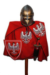 Rycerz ciężkozbrojny polski orzeł czerwony (średni b) - psi pysk, miecz 57cm