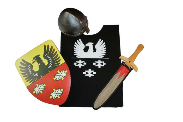 Rycerz Zawisza Czarny (mały) hełm nosal, tarcza, miecz 49 z pochwą