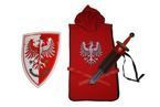 Rycerz polski orzeł duży - tunika z kapturem, tarcza i miecz z pochwą