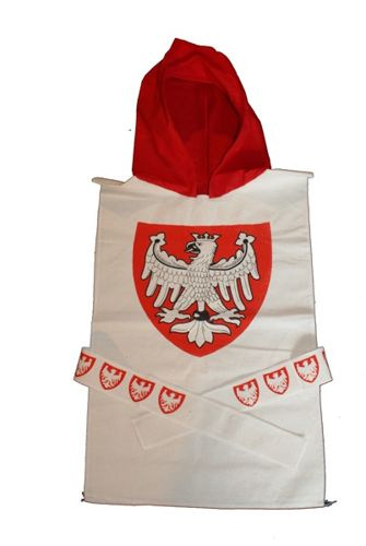 Rycerz polski orzeł duży - tunika biała z kapturem, tarcza i miecz 57cm