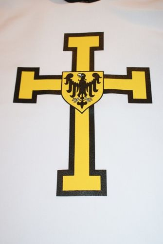 Rycerz krzyżak tunika biała z kapturem