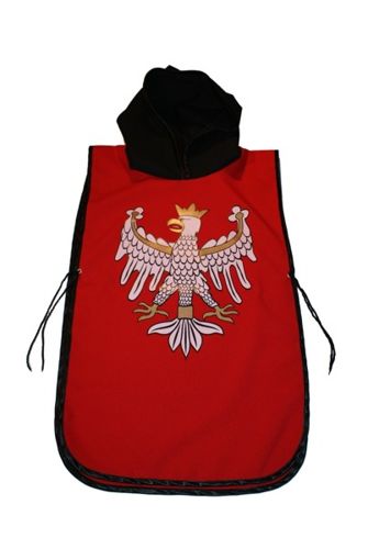 Rycerz Polski orzeł tunika czerwona z kapturem de luxe