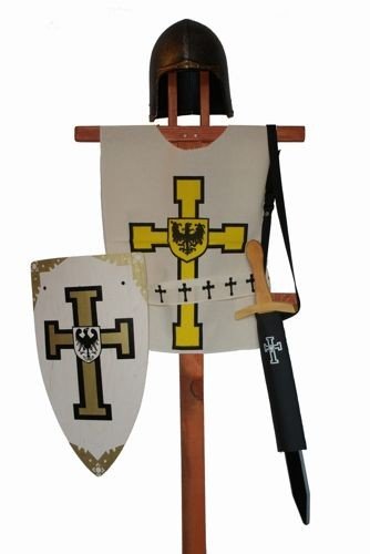 Rycerz krzyżak (duży) łebka, tunika, tarcza, miecz z pochwą 