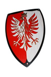 Rycerz orzeł niebieski mały - tunika z kapturem, tarcza, hełm i miecz 50 z pochwą
