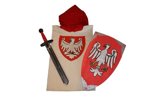 Rycerz polski orzeł duży - tunika biała z kapturem, tarcza i miecz 57cm